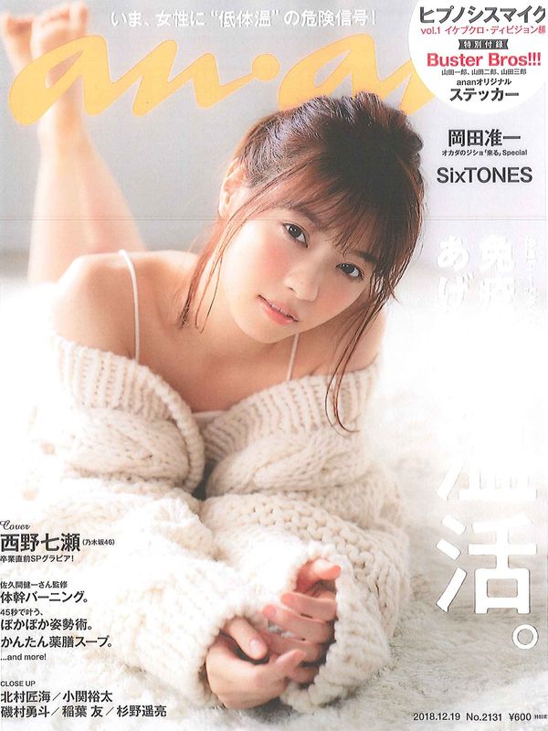 2018年12月12日発売　雑誌「anan No.2131」に羽毛ハンドウォーマーが掲載されました。