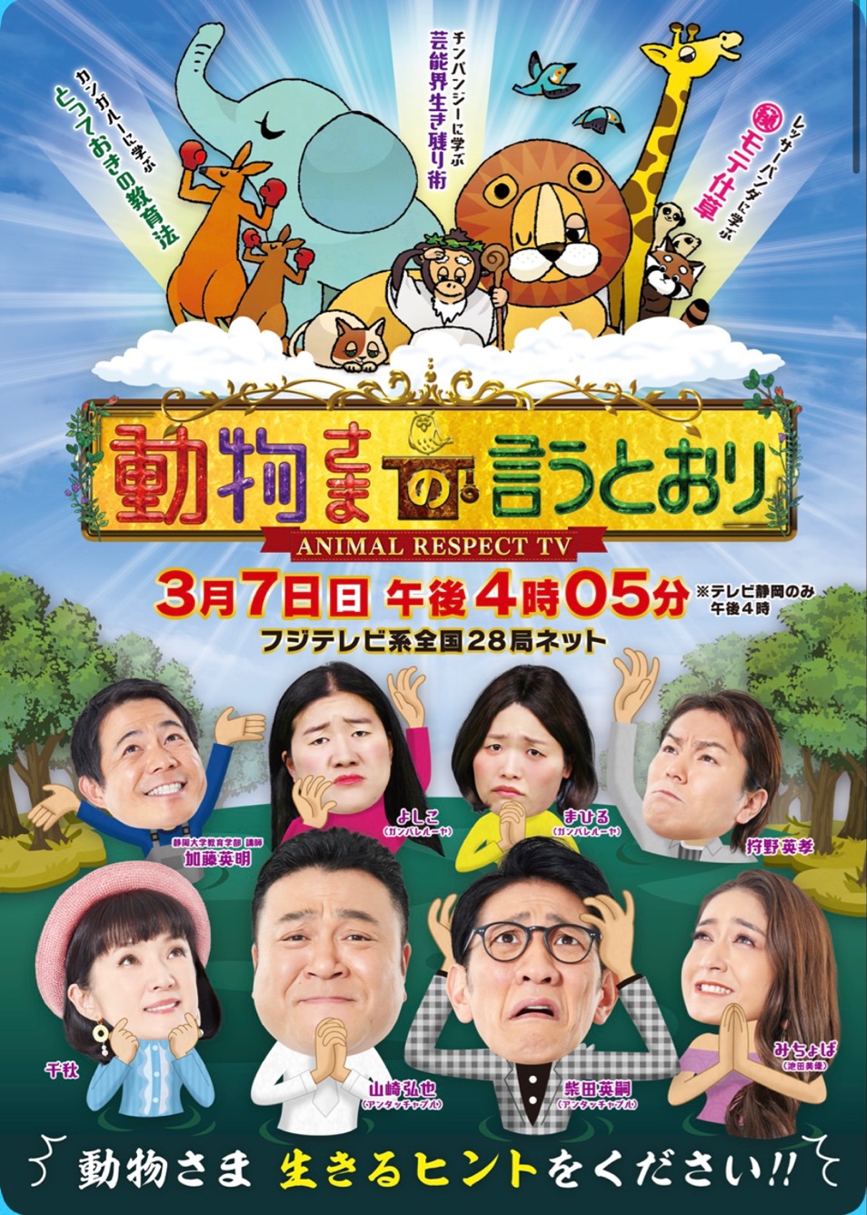 【メディア情報】3/7 16時5分～ テレビ静岡「動物さまの言うとおり」にて人類進化ベッドが取り上げられます。